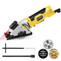 Enventor Mini Circular Saw, 5.8A 4-1/2" Electric Circular Saws with 6 Saw Blades, Laser Guide, 3,500RPM Max Cutting Depth 1-11/16"(90°), 1-1/8"(45°) for Soft Metal, Wood, Tile Cutting