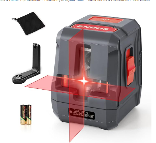 ENVENTOR Laser Level, Red Self Leveling Laser Level with Horizontal Vertical 2 Line Laser Tool 360° for Wall Picture Hanging, Waterproof Cross Line Laser Outdoor, Battery Carrying Bag Included